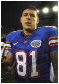 Aaron Hernandez playing for the University of Florida