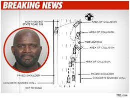 tv report of Lawrence Taylor's 2009 hit and run crash