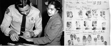 Rosa Parks getting finger printed