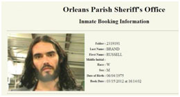 Russell Brand mugshot